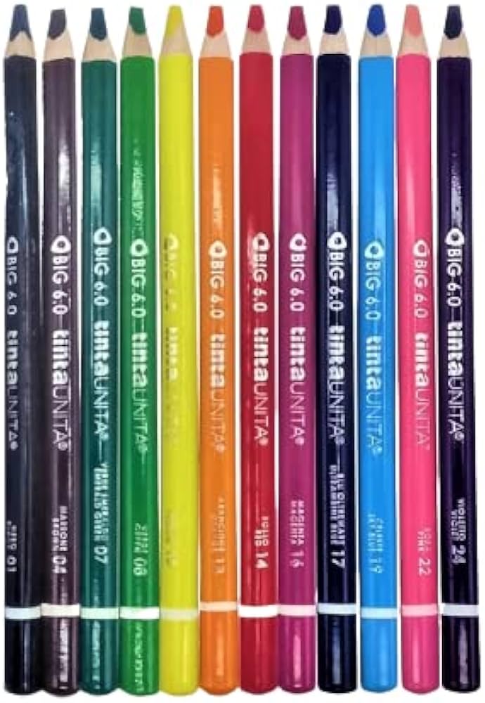 PASTELLI IN LEGNO TRIANGOLARI TINTA UNITA BIG 6.0 MINA 6 MM CONFEZIONE DA 12 PEZZI