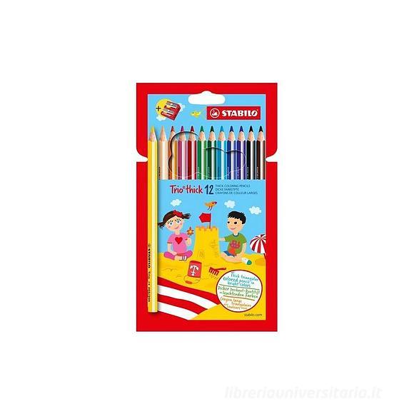 STABILO TRIO THICK - SET DI 12 PASTELLI TRIANGOLARI TRIO MAXI + TEMPERAMATITE IN OMAGGIO