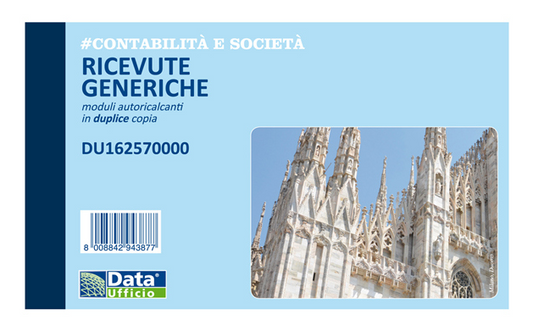 DATA UFFICIO - BLOCCO RICEVUTE GENERICHE in DUPLICE COPIA 10x16,8 cm. - DU162570000