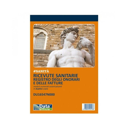 DATA UFFICIO - BLOCCO RICEVUTE SANITARIE, REGISTRO DEGLI ONORARI E DELLE FATTURE in DUPLICE COPIA 21,5x14,8 cm. - DU165470000