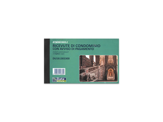 DATA UFFICIO - RICEVUTE DI CONDOMINIO CON AVVISO DI PAGAMENTO in TRIPLICE COPIA 10x16,8 cm. - DU161383300