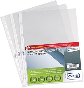 Buste a foratura universale - Favorit Superior - 22x30 cm - liscia - spessore alto - trasparente - conf. 50 Codice: IB1630