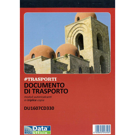 DATA UFFICIO - BLOCCO DOCUMENTO DI TRASPORTO DDT in TRIPLICE COPIA 14,8x21 cm. - DU1607CD330