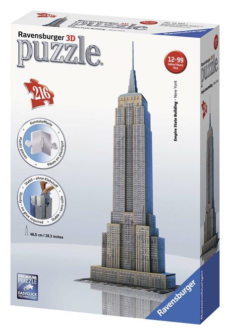 Ravensburger - 3D Puzzle Empire State Building, New York, 216 Pezzi, 8+ Anni
