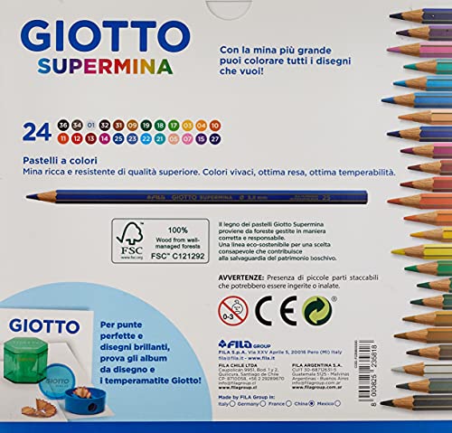 Giotto Supermina Pastelli a Colori 24 Pezzi